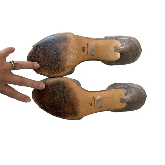 Badgley Mischa Grayish Taupe Peep Toe Dressy Heels W/Crystal Toe Detail - Picture 8 of 11